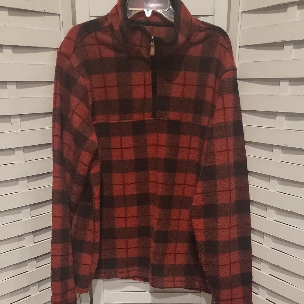 John Wayne Stock & Supply Red And Black 3/4 Zip Pull Over Size XL